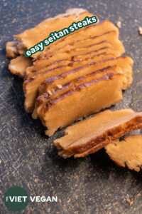 Easy seitan sliced on a cutting board